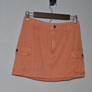 Very J Size M Orange Mini Skirt with Pockets Chic NWT